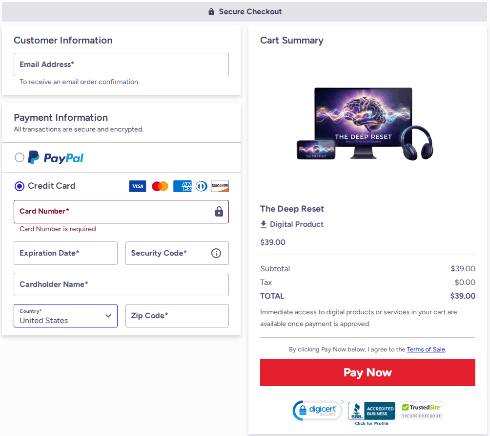 The Deep Reset Checkout